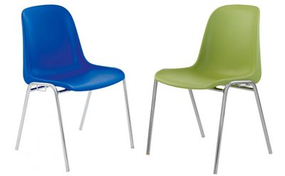 Location chaise coque plastique SCOQUE. Pieds chromés. Largeur 43 cm. burorent.fr